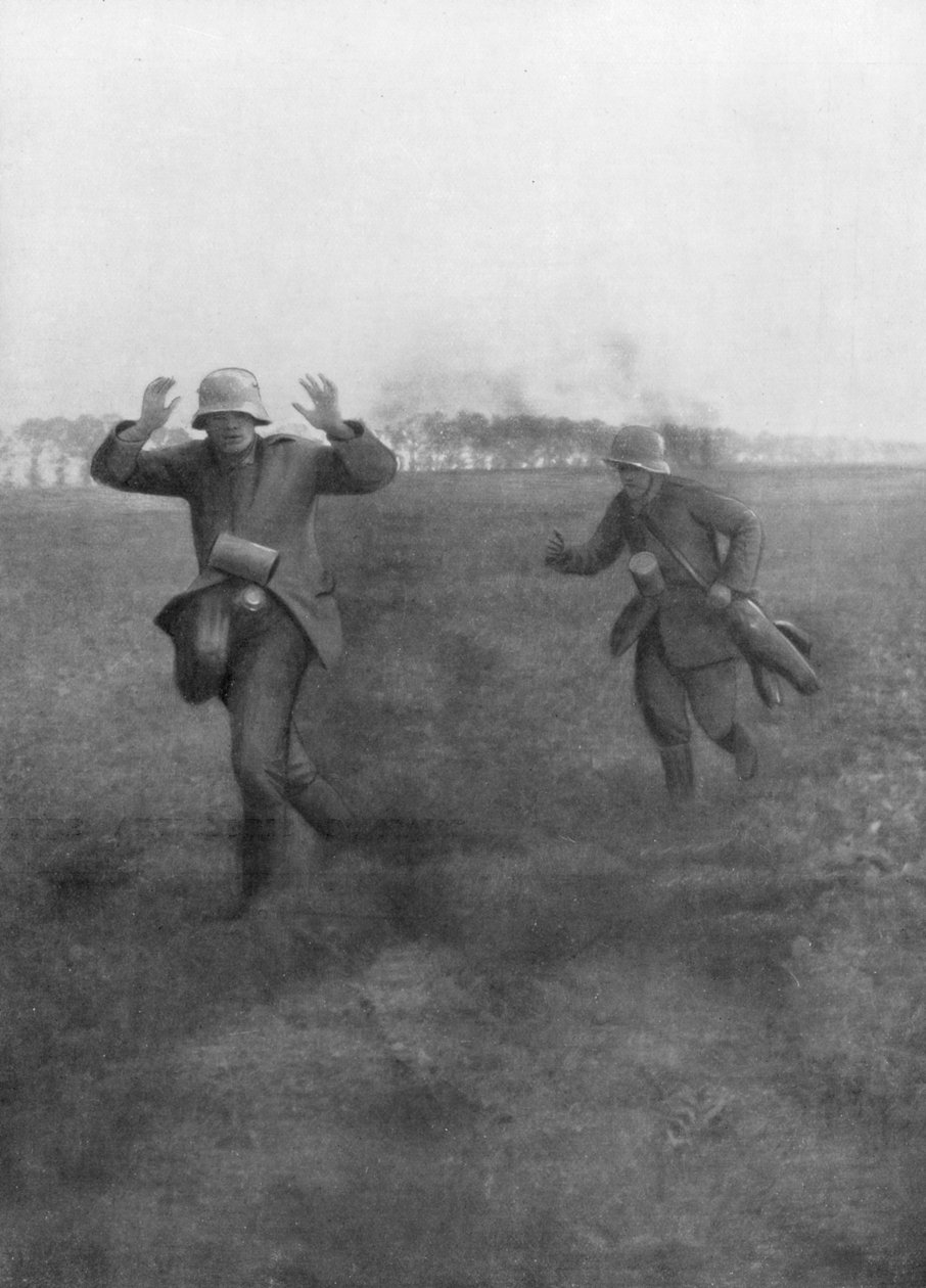 Němečtí vojáci se vzdávají poblíž Vierzy, jižně od Soissons, 18. července 1918 od Unbekannt