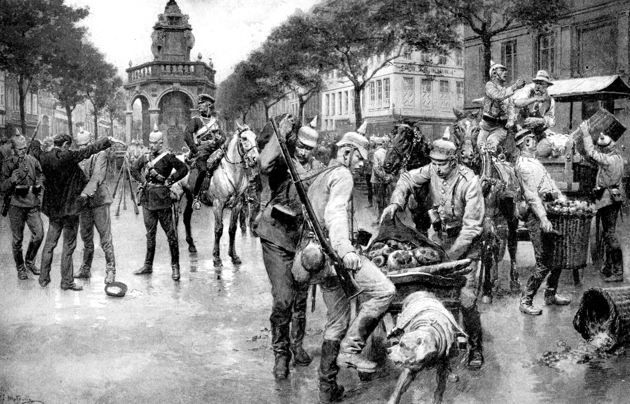 Německá vojska okupující město Lutych v Belgii, první světová válka, 1914 od Unbekannt