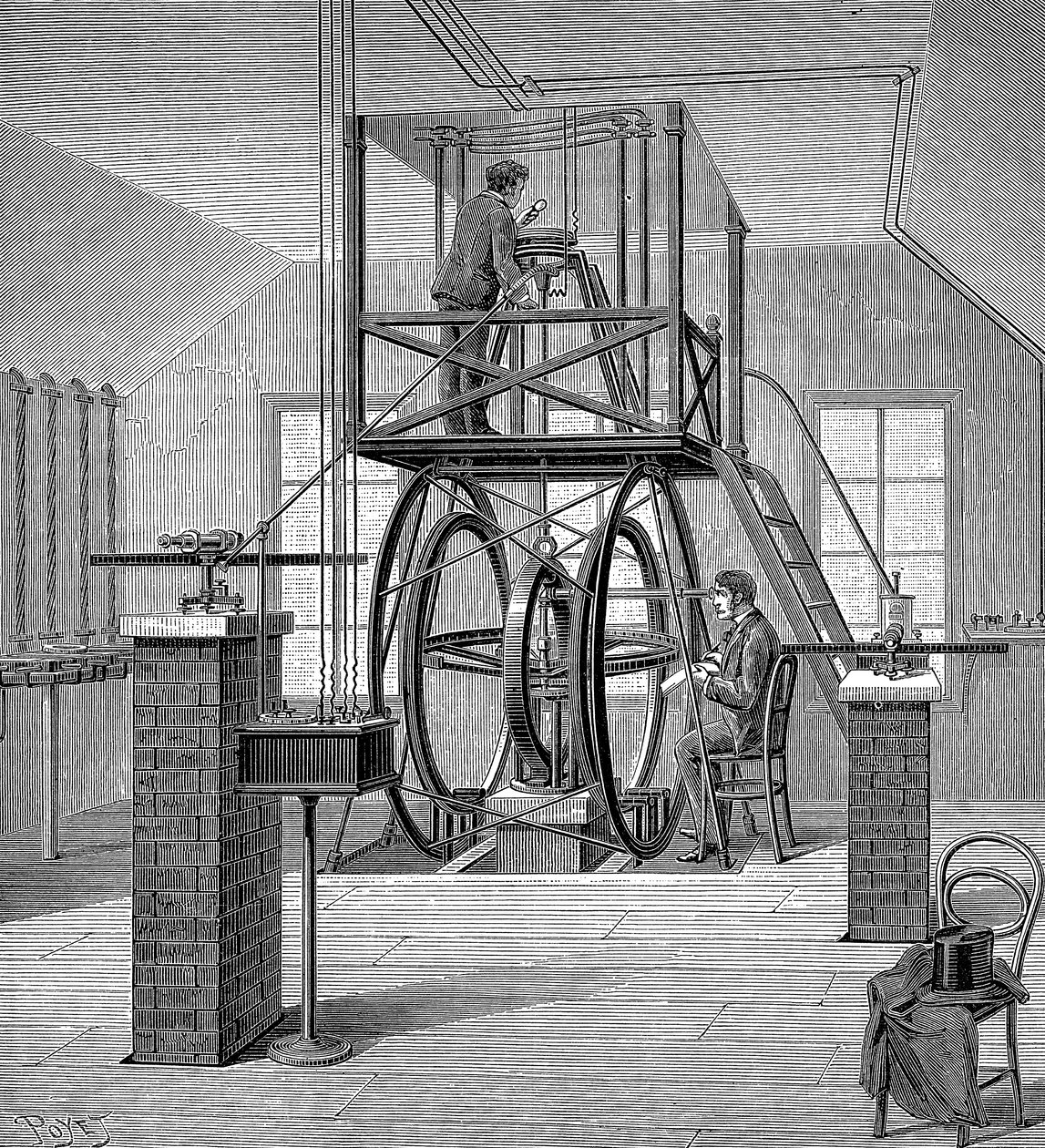 Obří galvanometr ve fyzikální laboratoři, Cornell University, New York, USA, 1886 od Unbekannt