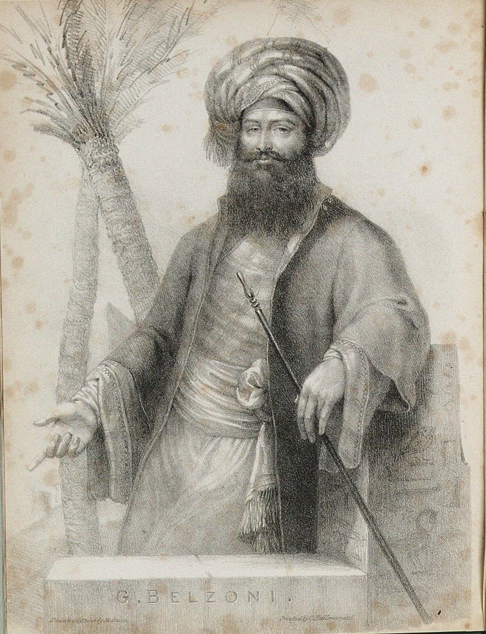 Giovanni Battista Belzoni 1778-1823 Frontispiece z Narrative of the Operations a Recent Disco od Unbekannt