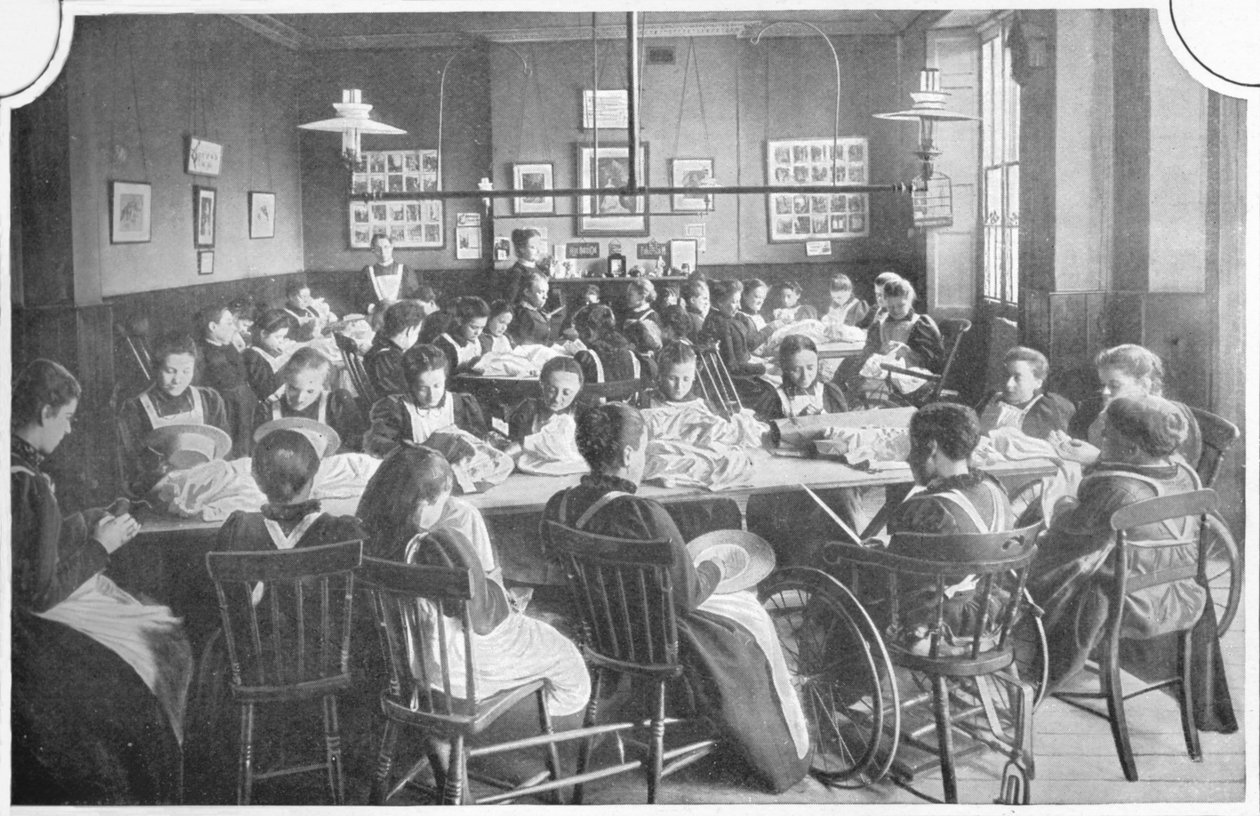 Dívky na vyšívání, Halliwick School For Girls, Marylebone Road, Londýn, c1903 1903 od Unbekannt