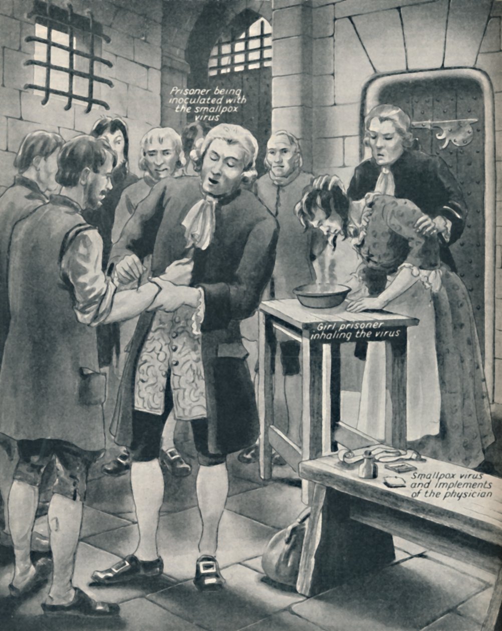 Dávat vězňům neštovice ve vězení, konec 18. století, c1934 od Unbekannt