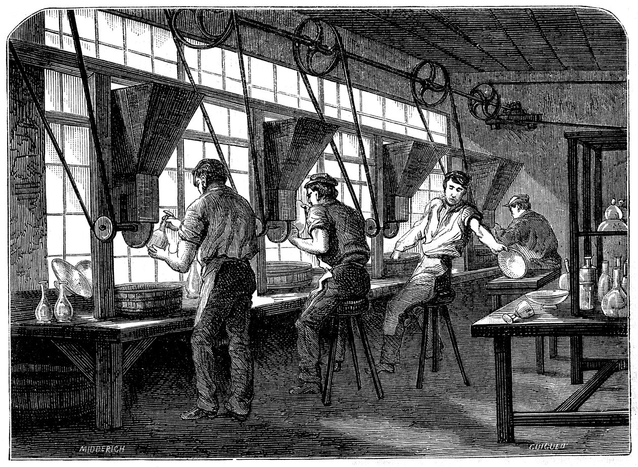 Řezačky skla na kolech, c1870 od Unbekannt
