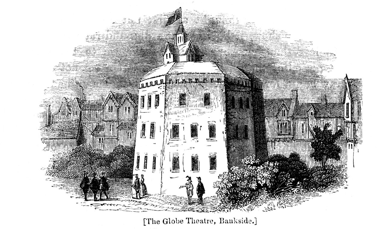 Divadlo Globe, Bankside, Southwark, Londýn, jak to vypadalo v roce 1598 od Unbekannt