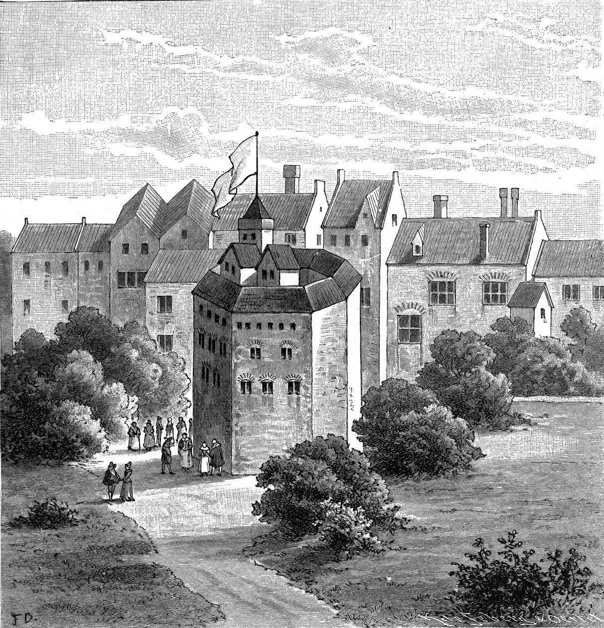 Divadlo Globe, Bankside, Southwark, Londýn, jak to vypadalo v roce 1598 od Unbekannt