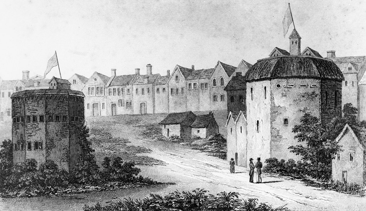 Divadlo Globe, Bankside, Southwark right and the Bear Garden, c1597 1825 od Unbekannt