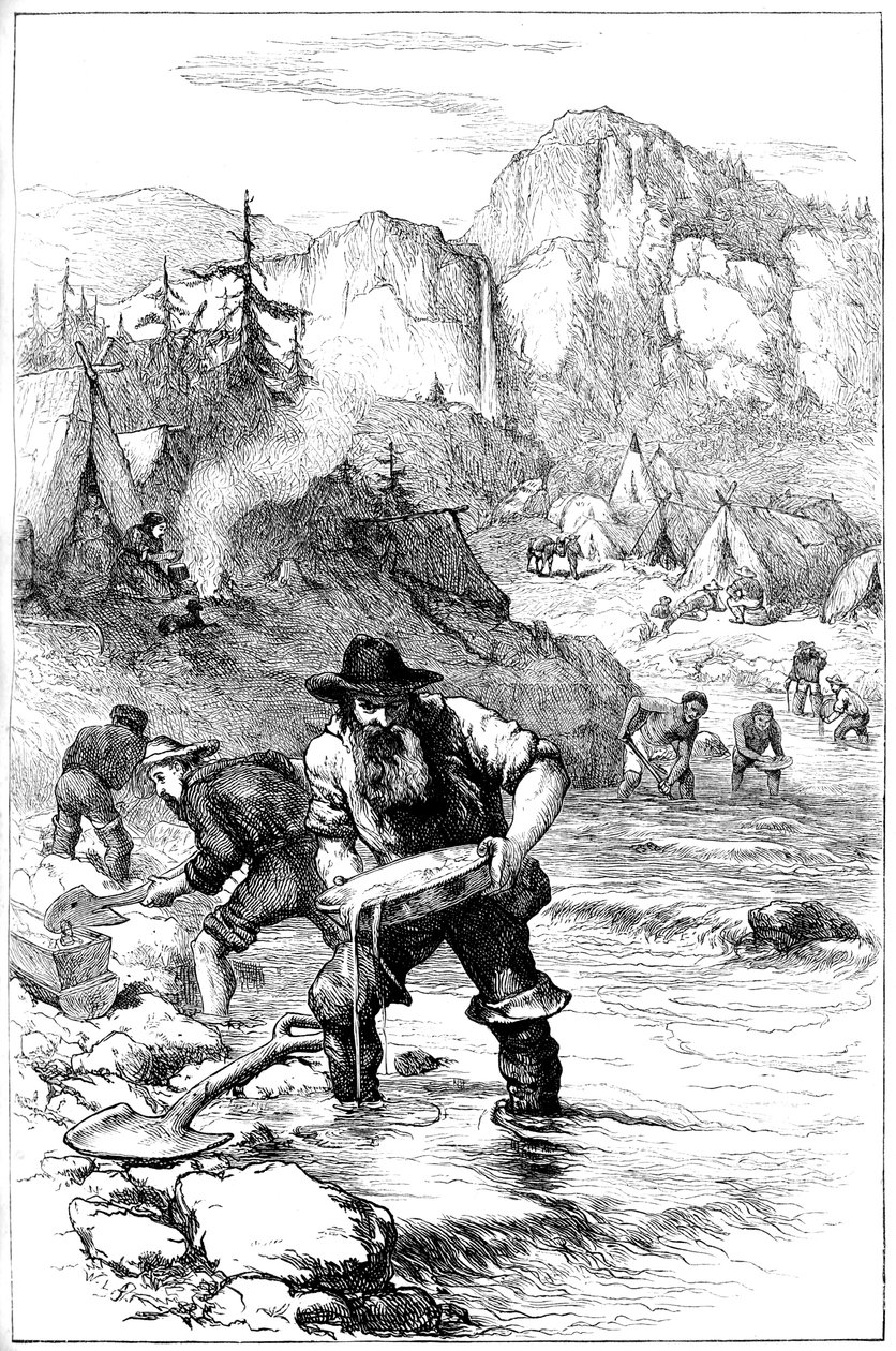 Mytí zlata v Kalifornii, 40. léta r. 1880 od Unbekannt