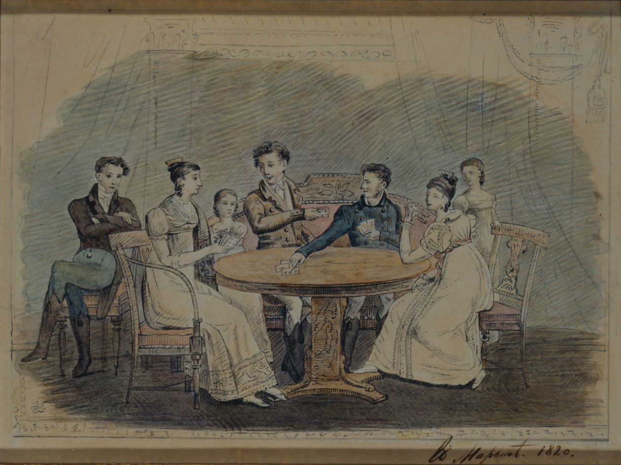 Golitsynova rodina u stolu, 1820 od Unbekannt