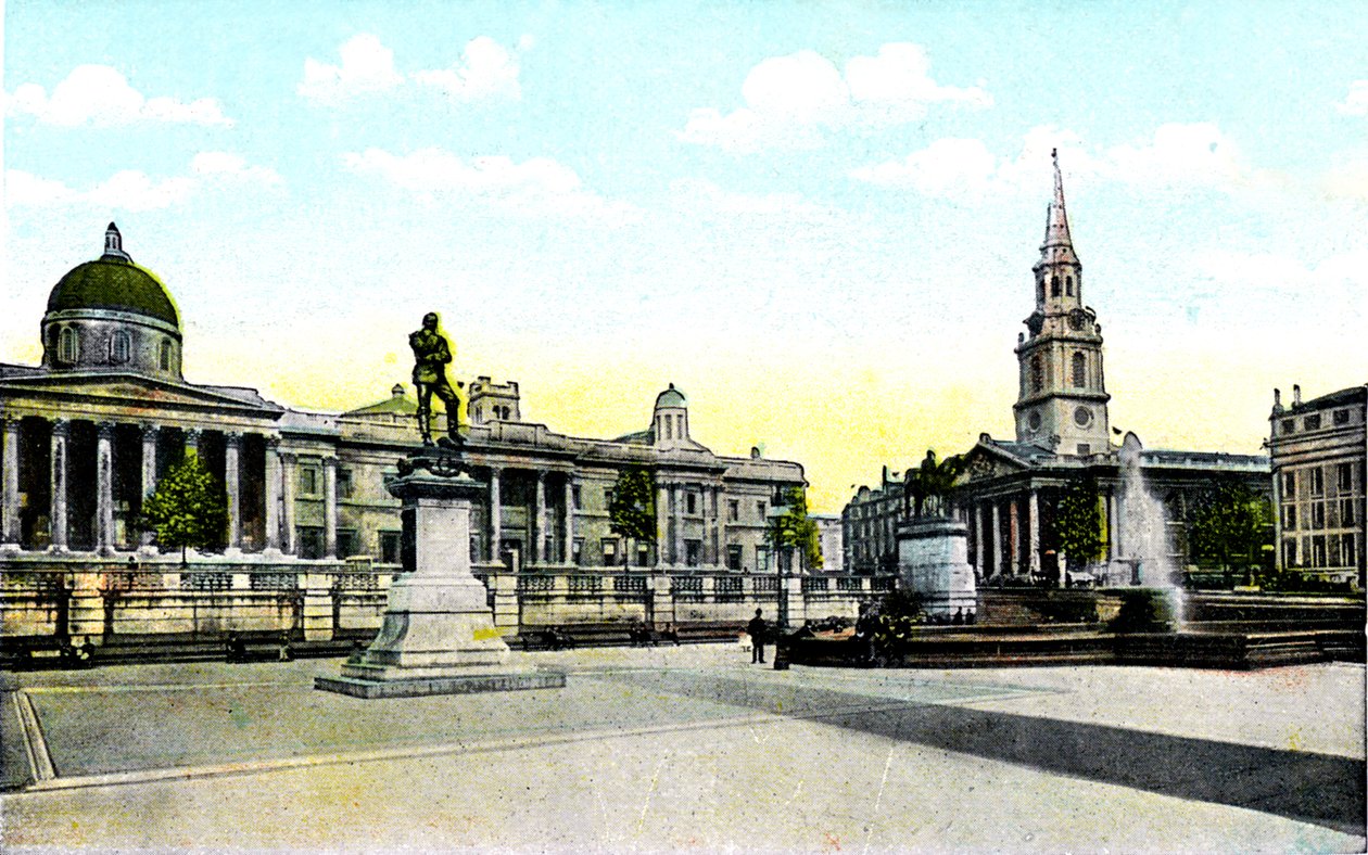 Gordons Statue and National Gallery, Trafalgar Square, London, 20th Century od Unbekannt