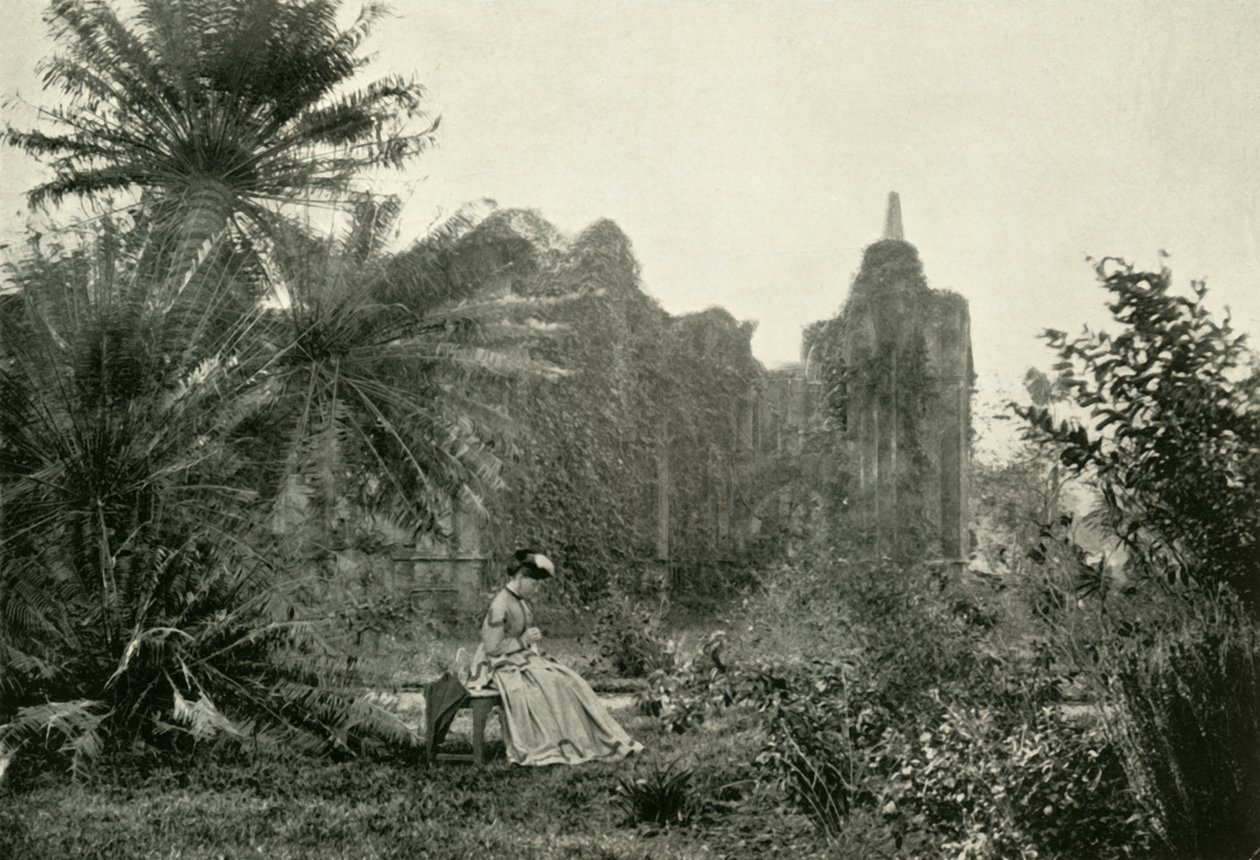 Gotická zřícenina v Barrackpore Garden, c1870, 1925. od Unbekannt