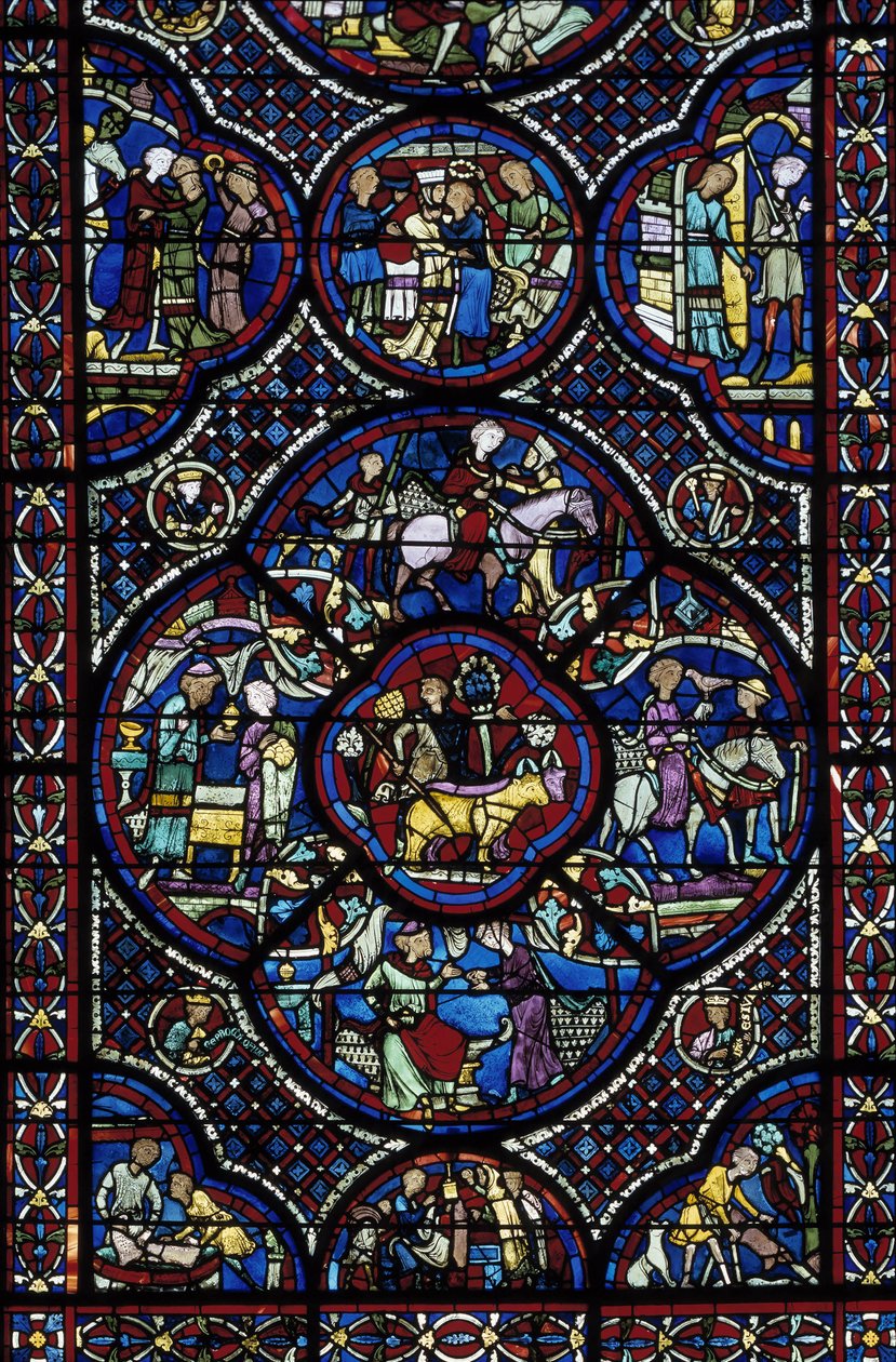 Gotické umění: život zázračného dítěte. Vitráže ambulantní katedrály Saint Etienne de Bourges (Loir et Cher) od Unbekannt