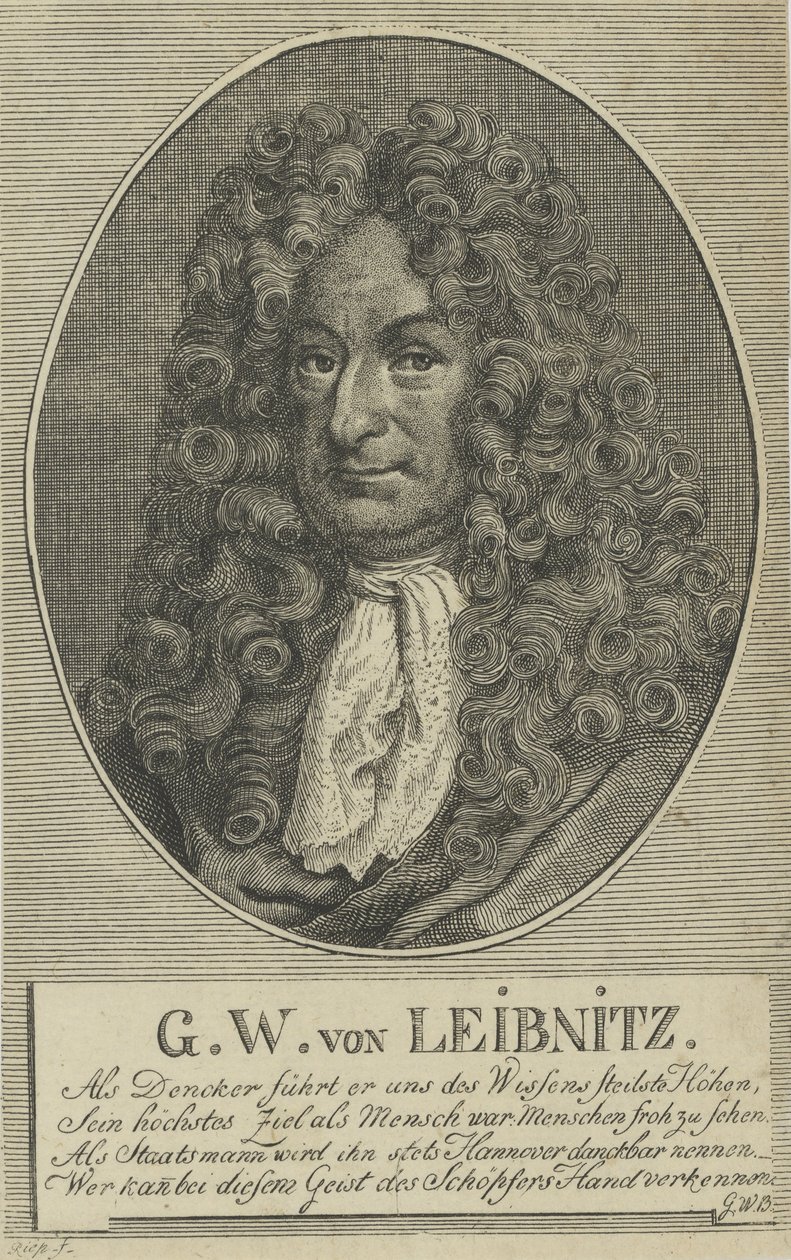 Gottfried Wilhelm Leibniz 1646-1716, c. 1710. od Unbekannt
