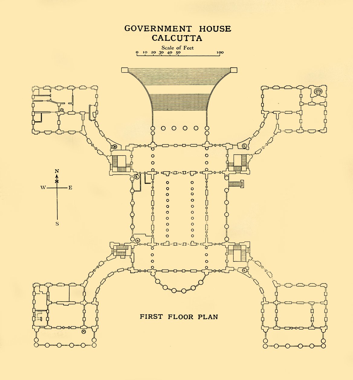 Government House Kalkata - Plán prvního podlaží, 1925. od Unbekannt