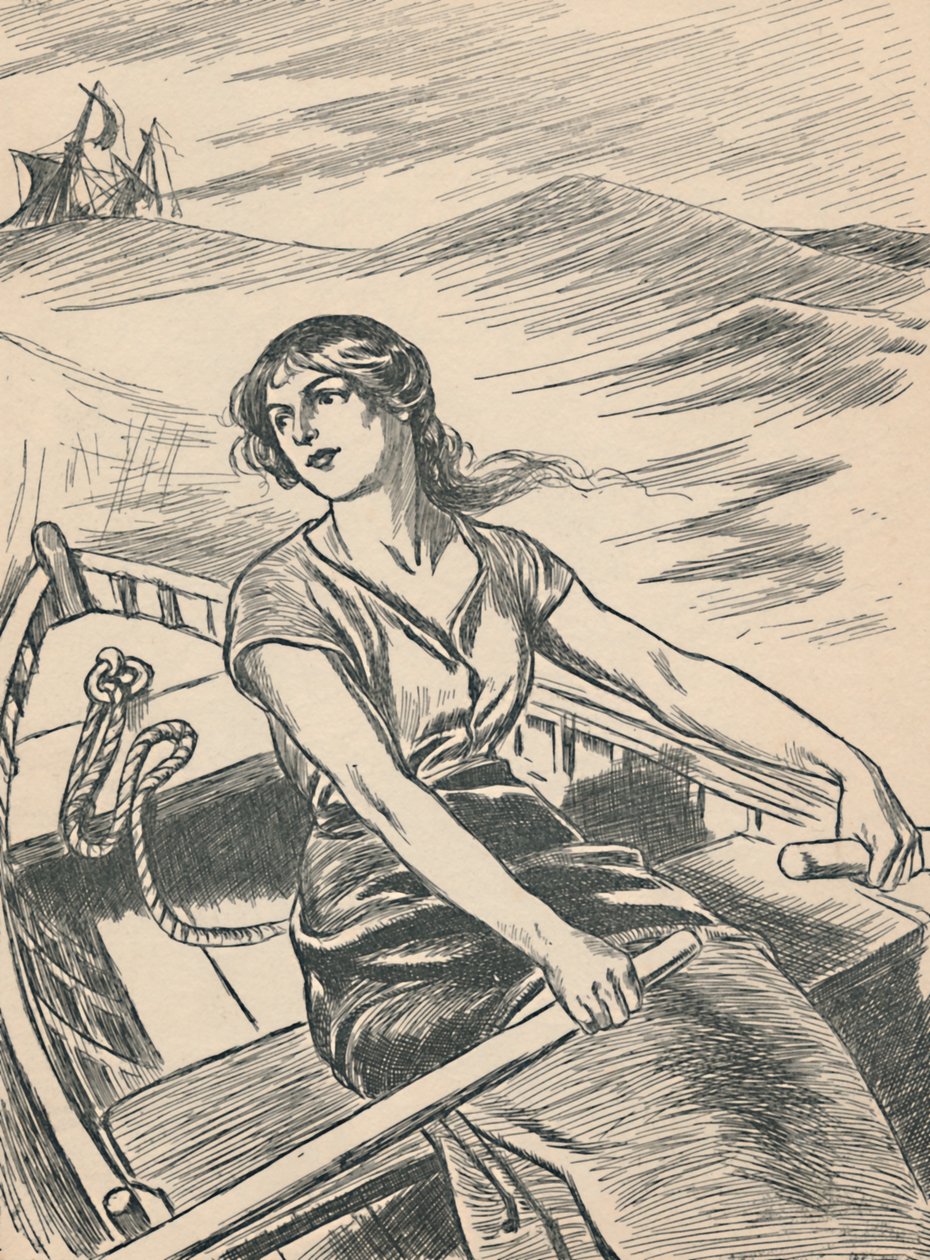 Grace Darlingová vesluje do vraku, c1907 od Unbekannt