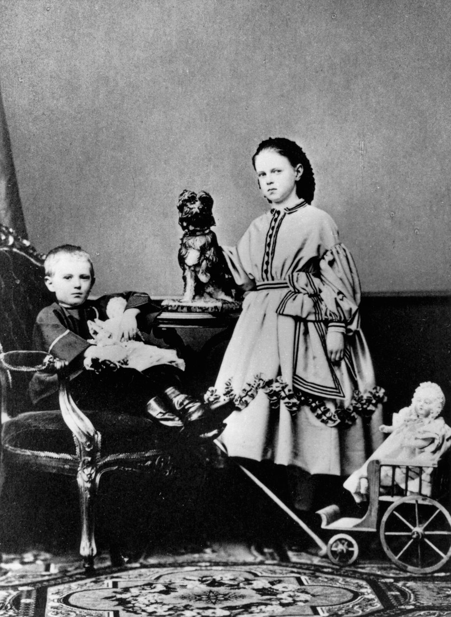 Velkokněžna Maria Alexandrovna a velkovévoda Sergej Alexandrovič z Ruska, c1862-c1863 od Unbekannt