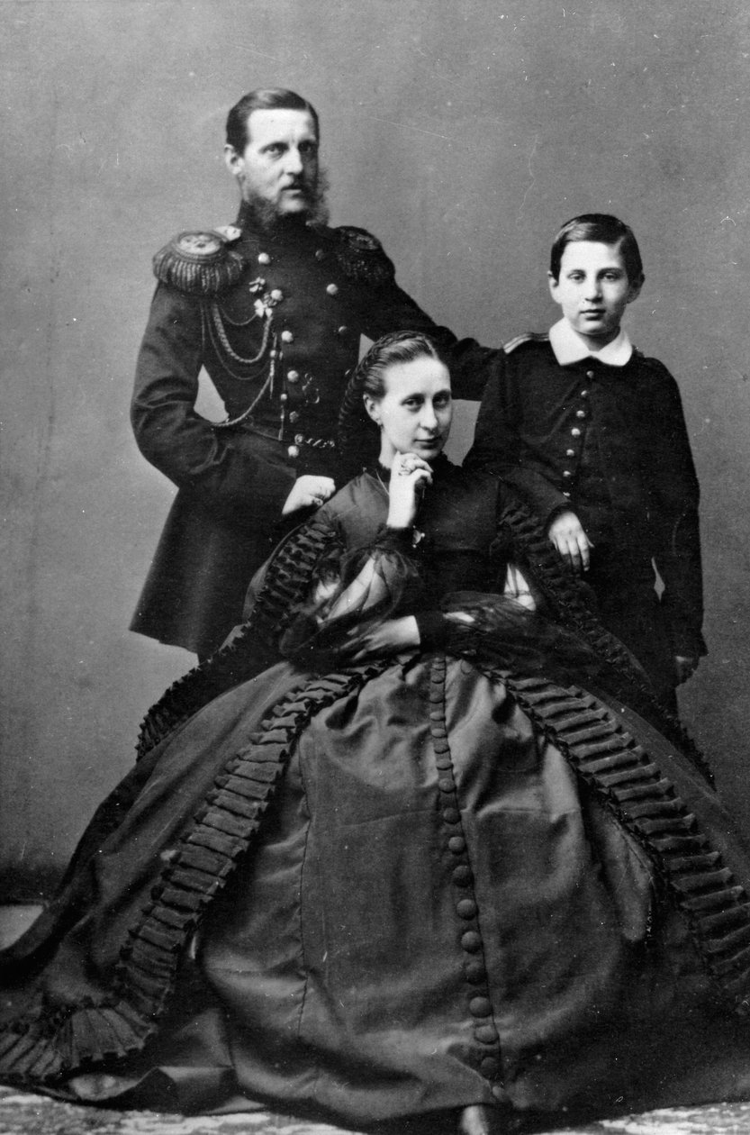 Velkokníže Konstantin Nikolajevič Ruska s manželkou a jedním z jejich synů, 1860 od Unbekannt