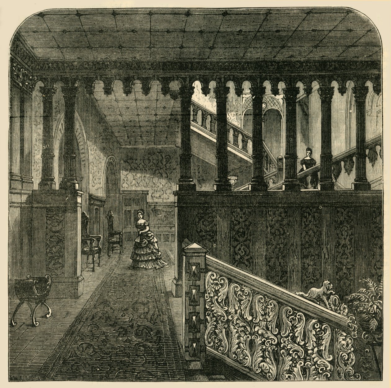 Grand Staircase, Holland House, c1876. od Unbekannt