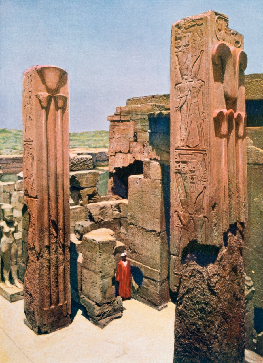Žulové sloupy s výzdobou lotosu a papyru, chrám Amun-Re, Karnak, Egypt, 20. století od Unbekannt