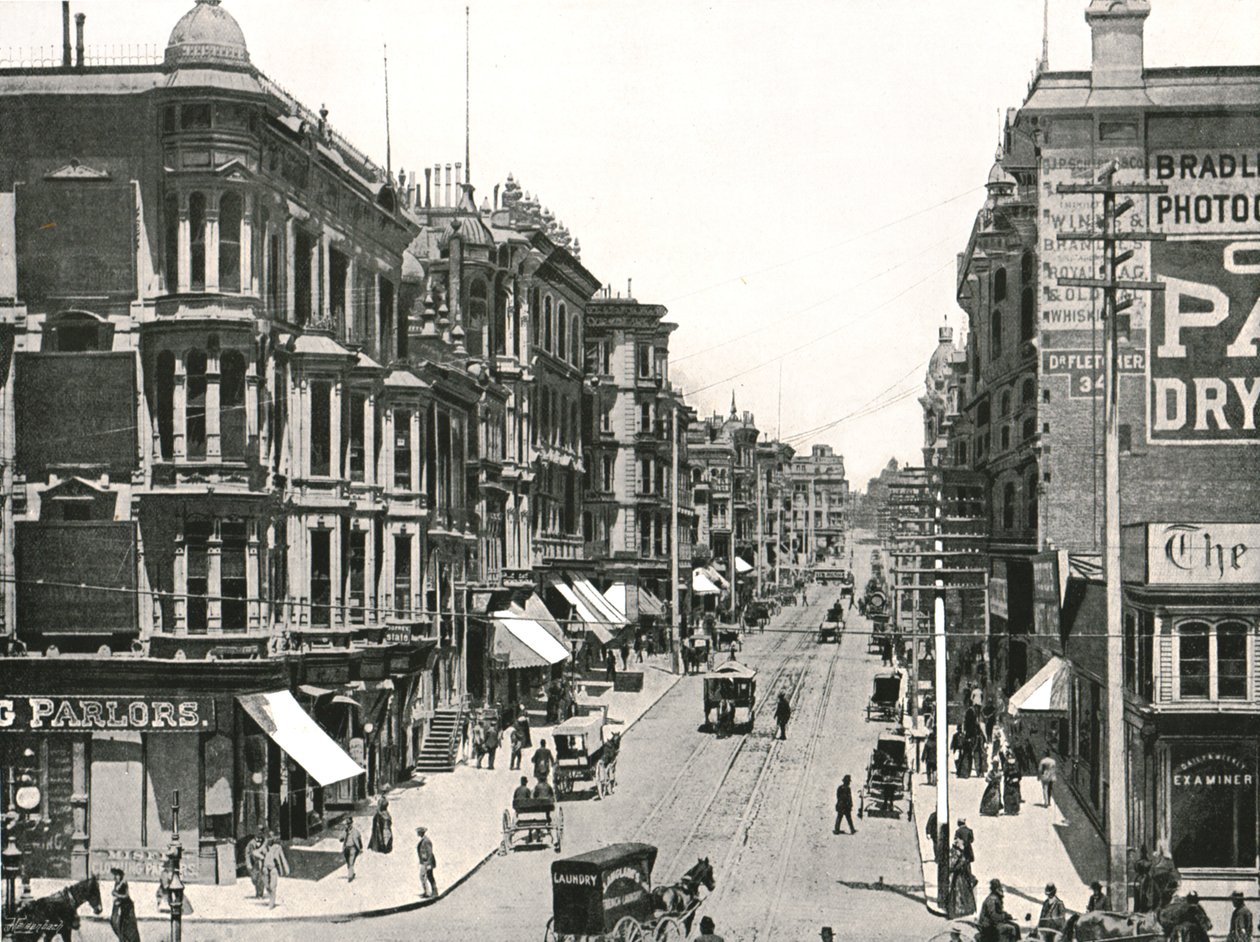 Grant Avenue při pohledu na sever od Market Street, San Francisco, USA, 1895. od Unbekannt