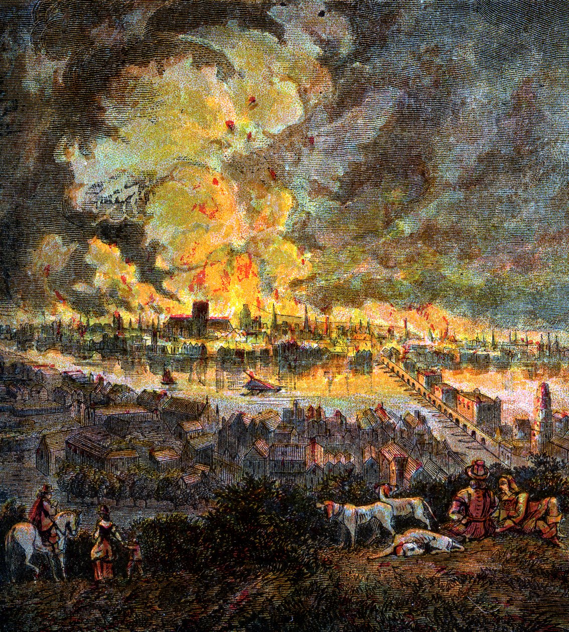 Velký požár Londýna, 1666, c1850 od Unbekannt