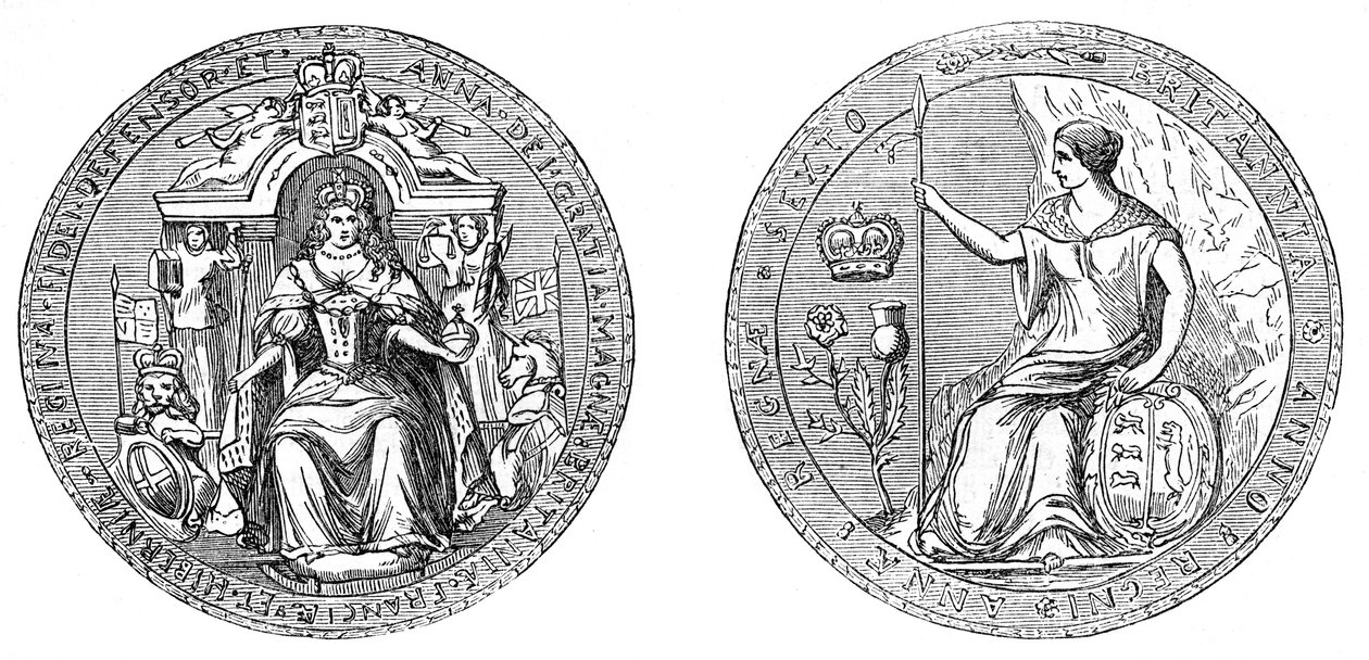 Velká pečeť královny Anny, po spojení Anglie a Skotska, 1707, 19. stol. od Unbekannt