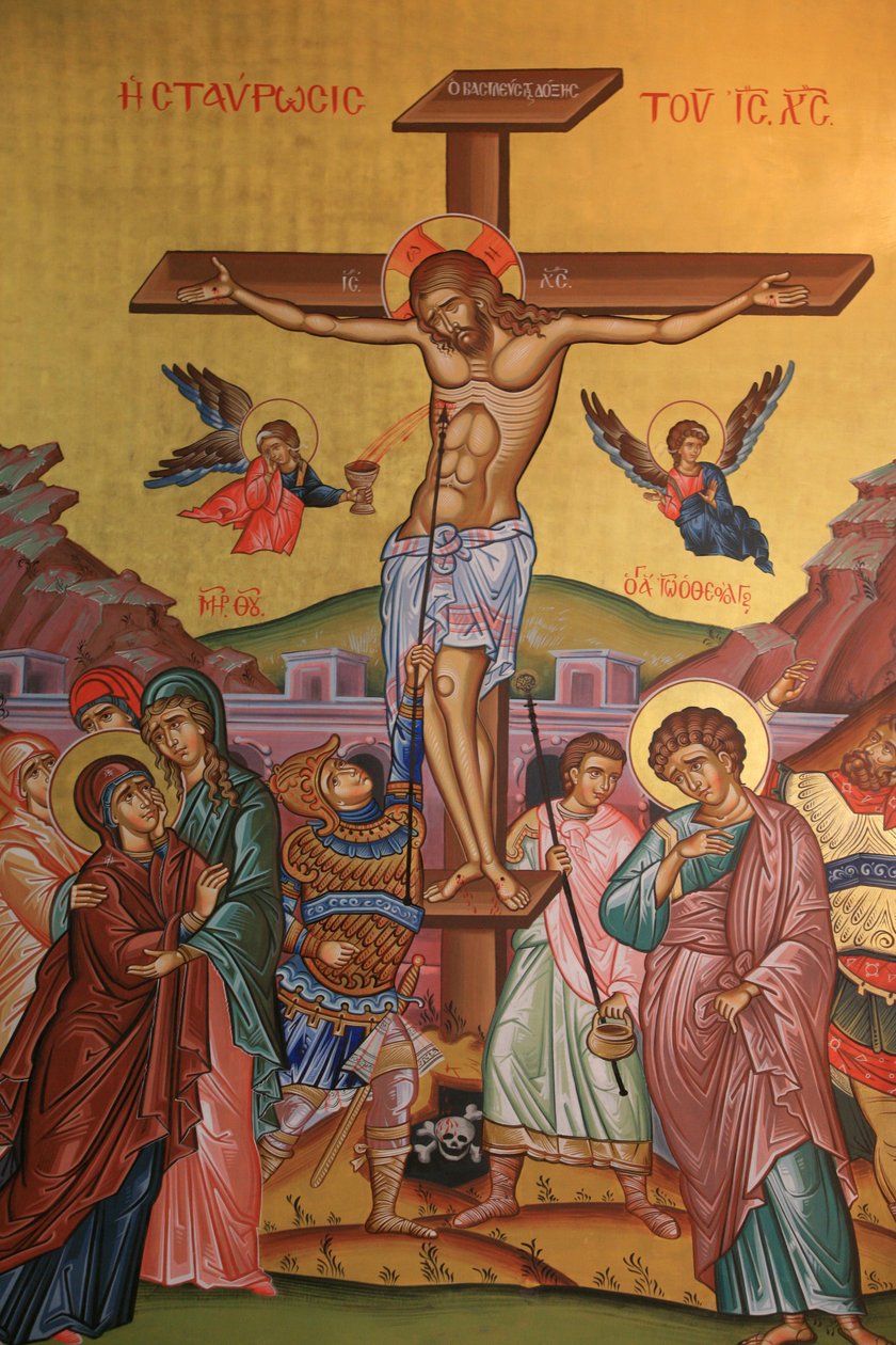 Řecká ortodoxní ikona znázorňující Ježíšovo ukřižování Thessaloniki Řecko od Unbekannt