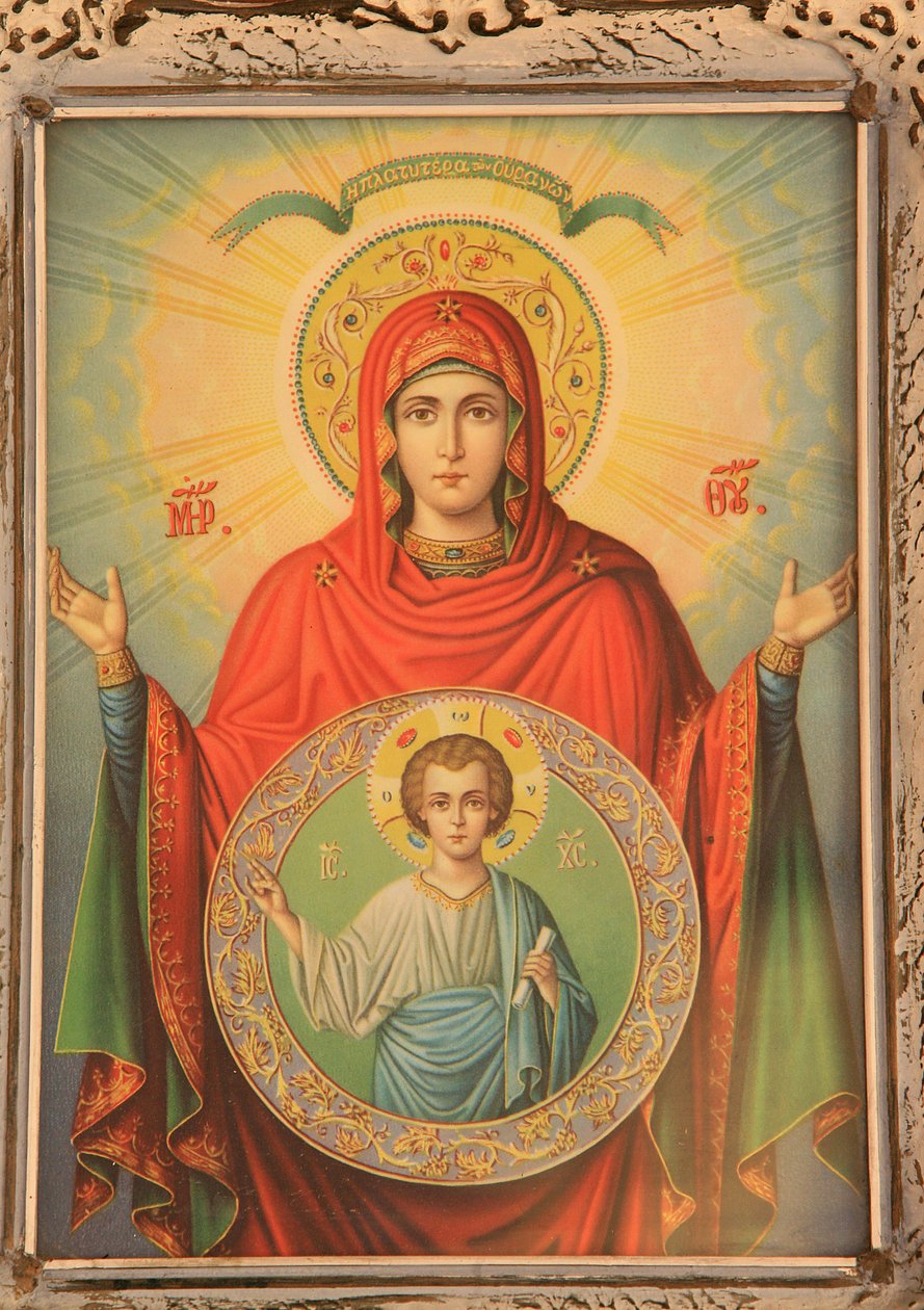 Řecká ortodoxní ikona zobrazující Pannu Marii a Krista Thessaloniki Řecko od Unbekannt
