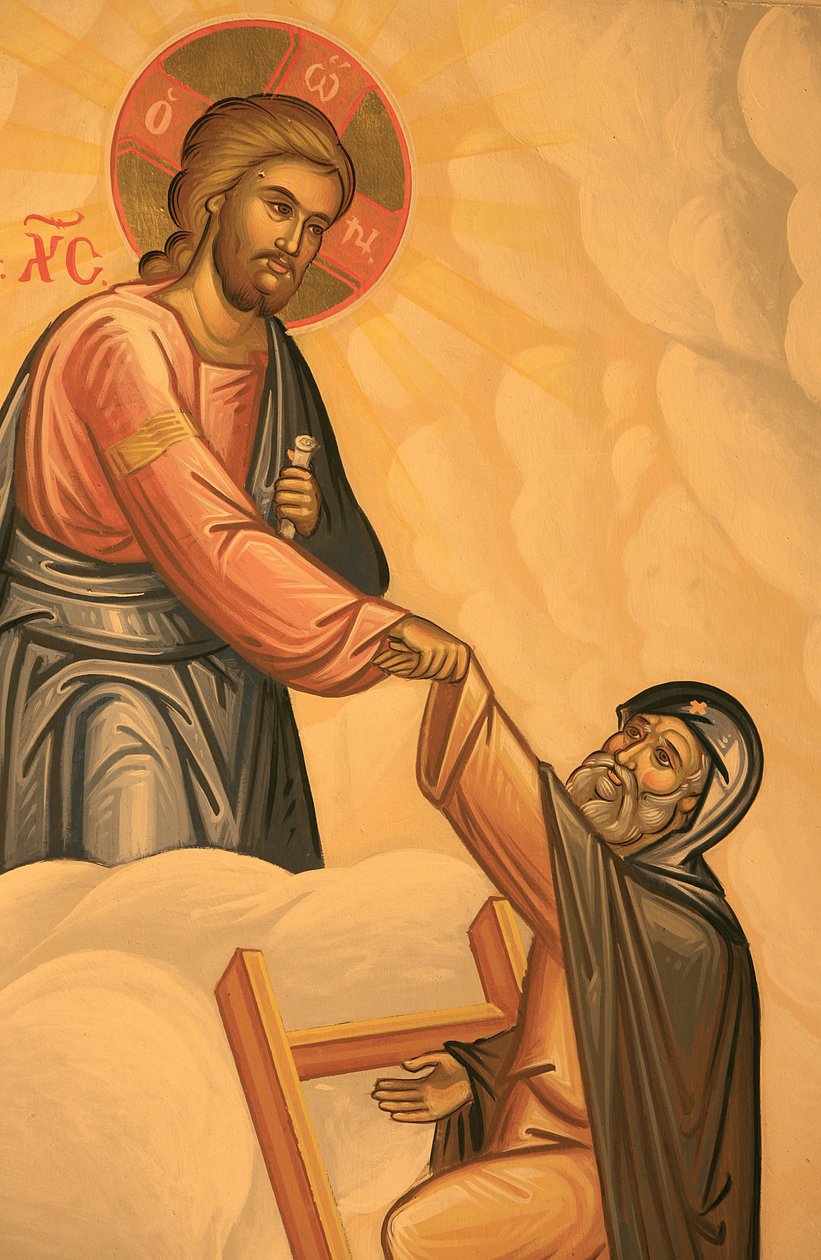 Řecká ortodoxní ikona znázorňující žebřík ctností Thessaloniki Řecko od Unbekannt
