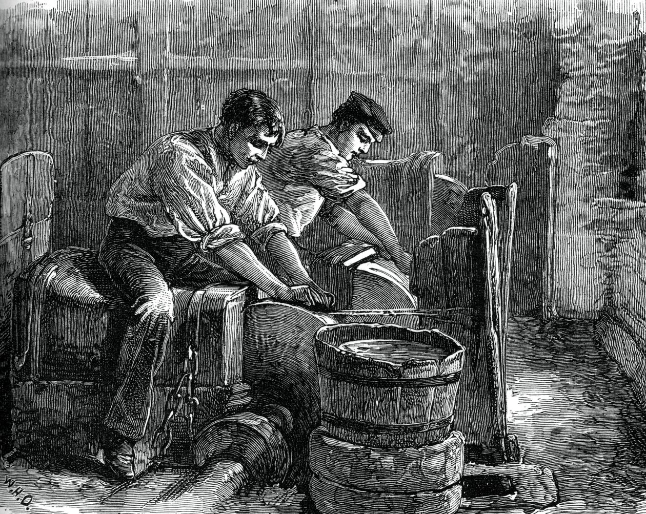 Brusky při práci na kotouči, c1880 od Unbekannt