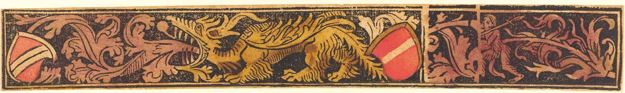 Groteskní pás s drakem, štíty a divokými muži, c. 14751500. od Unbekannt