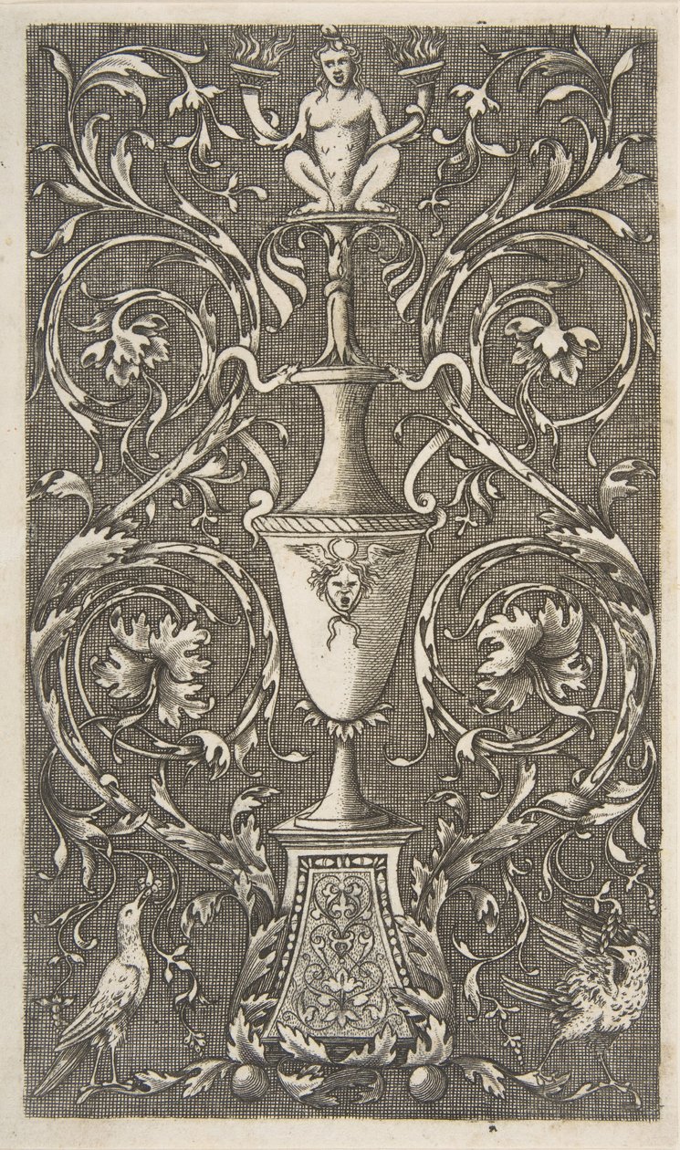 Groteska s vázou, ptáky a akantovými svitky, ca. 1515-1600. od Unbekannt