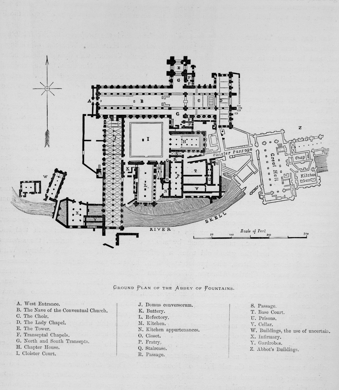 Půdorys opatství Fountains, Fountains Abbey, 1897 od Unbekannt
