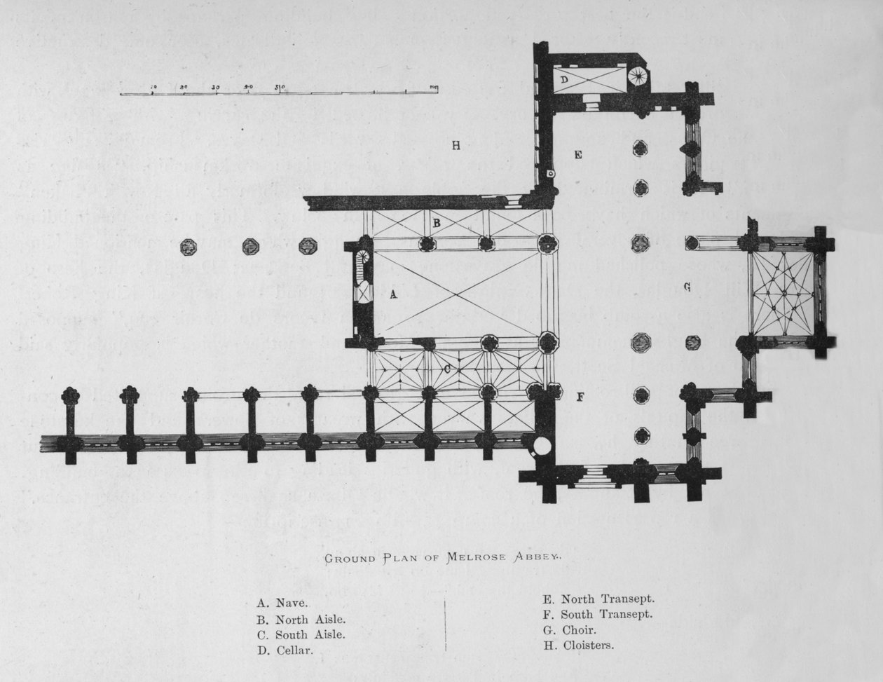 Půdorys opatství Melrose, 1897 od Unbekannt