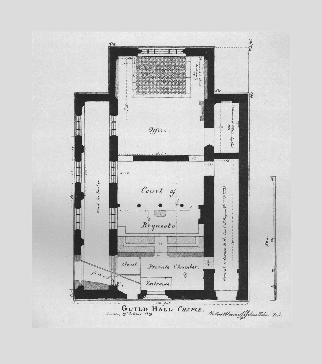 Půdorys cechovní kaple 1815, 1866 od Unbekannt