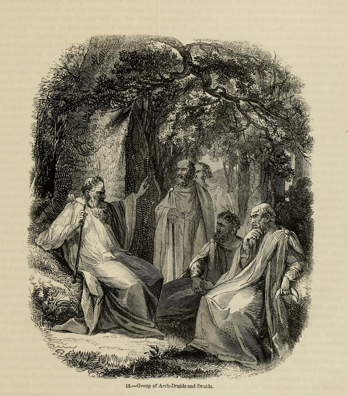 Skupina arcidruidů a druidů z knihy Stará Anglie: Obrazové muzeum, 1845 od Unbekannt