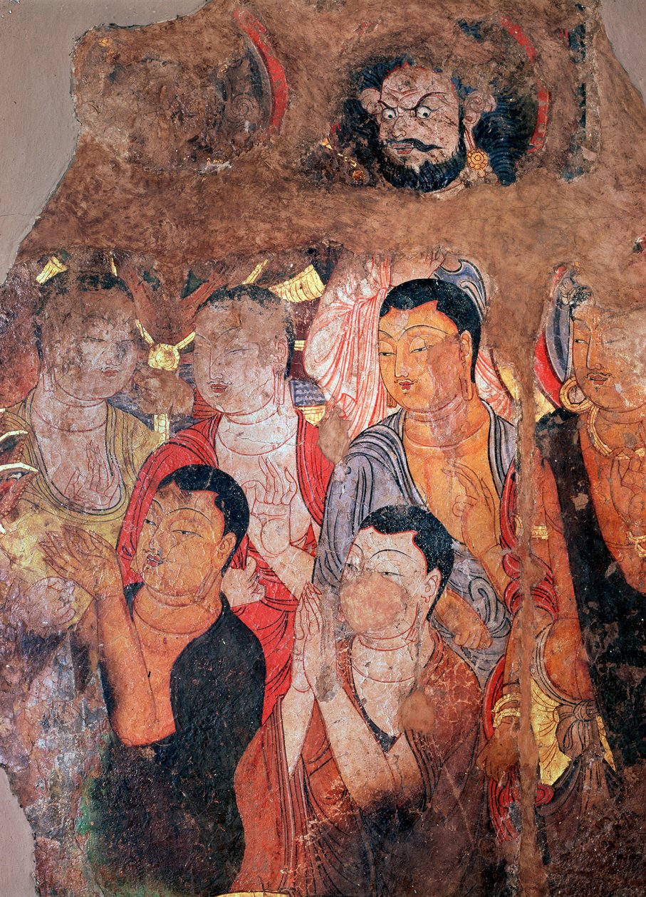 Skupina mnichů a bódhisattvů, 9.-10. století od Unbekannt
