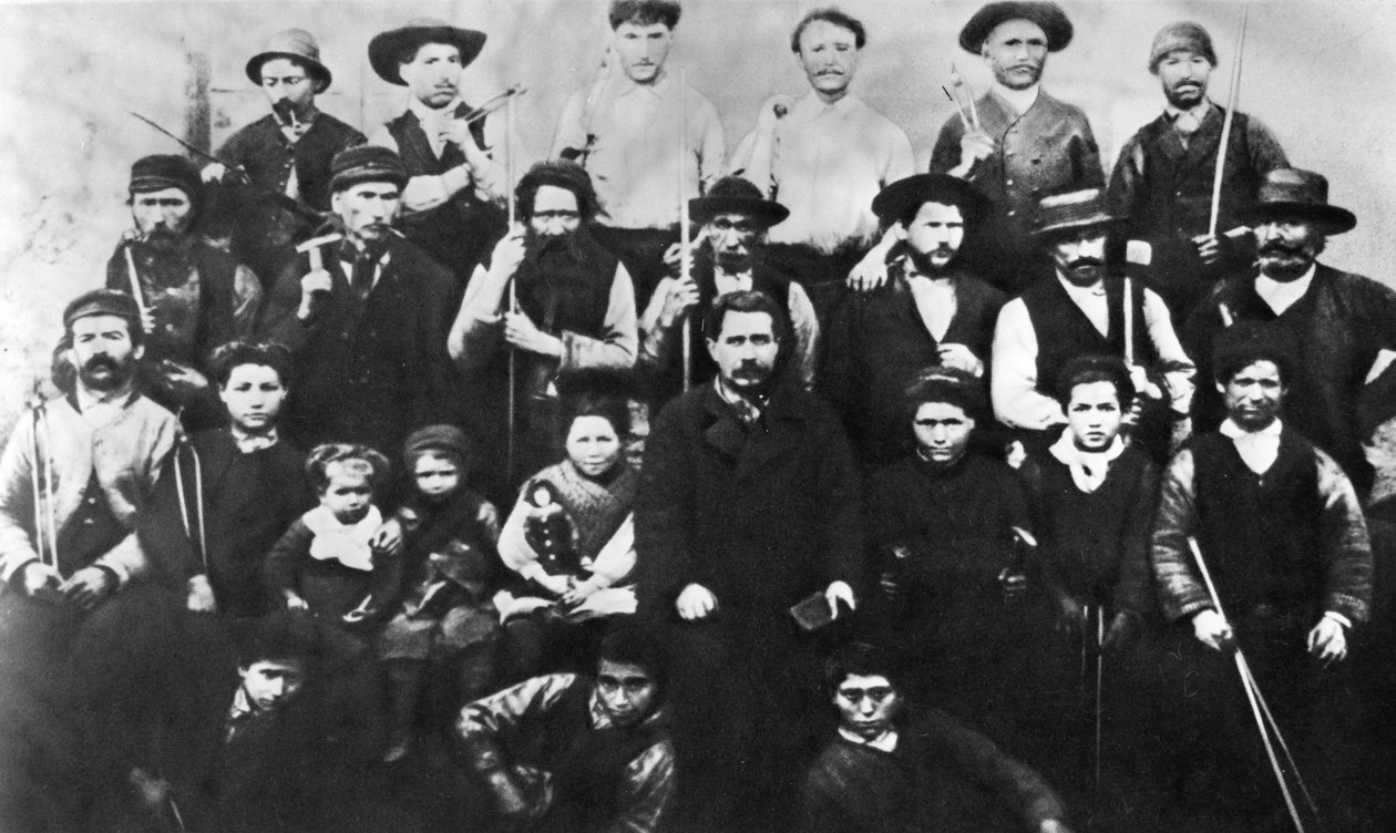 Skupina pařížských dělníků účastnících se Komuny, fotografie. Pařížská komuna 1871 od Unbekannt