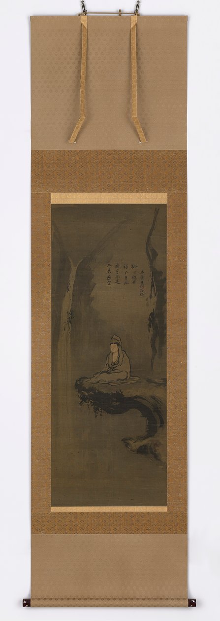 Guanyin, bílý plášť, sedící na převislé skále, období Muromachi, 15. století. od Unbekannt