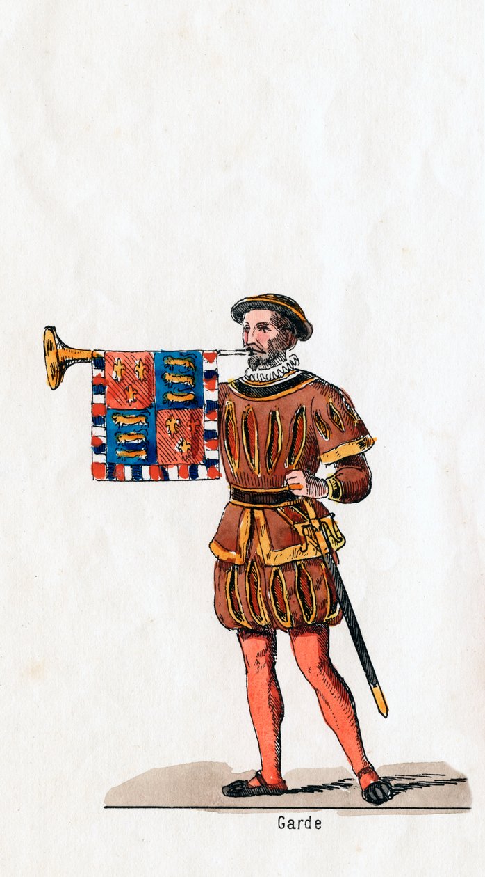 Stráž, kostýmní návrh pro Shakespearovu hru, Jindřich VIII., 19. století od Unbekannt