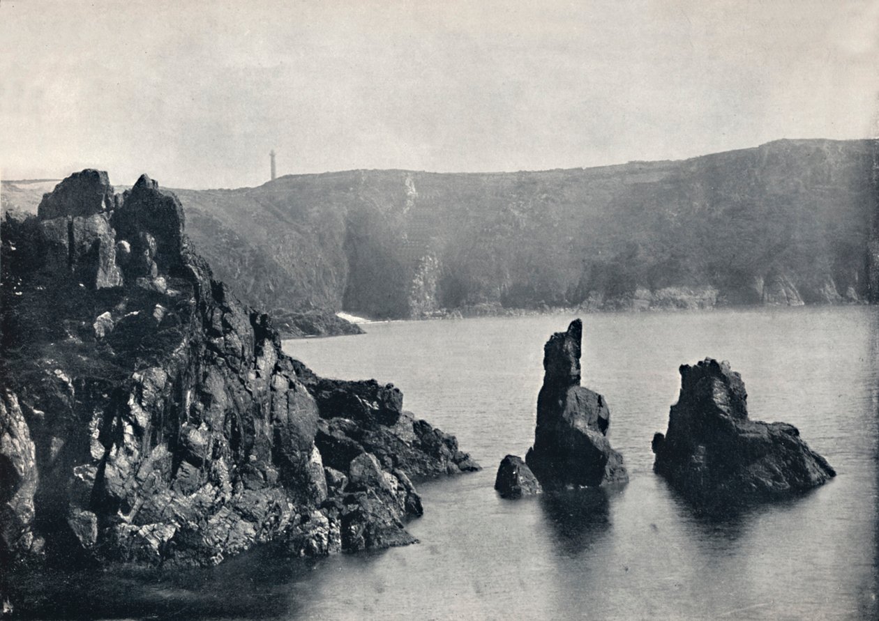 Guernsey - Moulin Huet Bay, se psími a lvími skalami, 1895 od Unbekannt