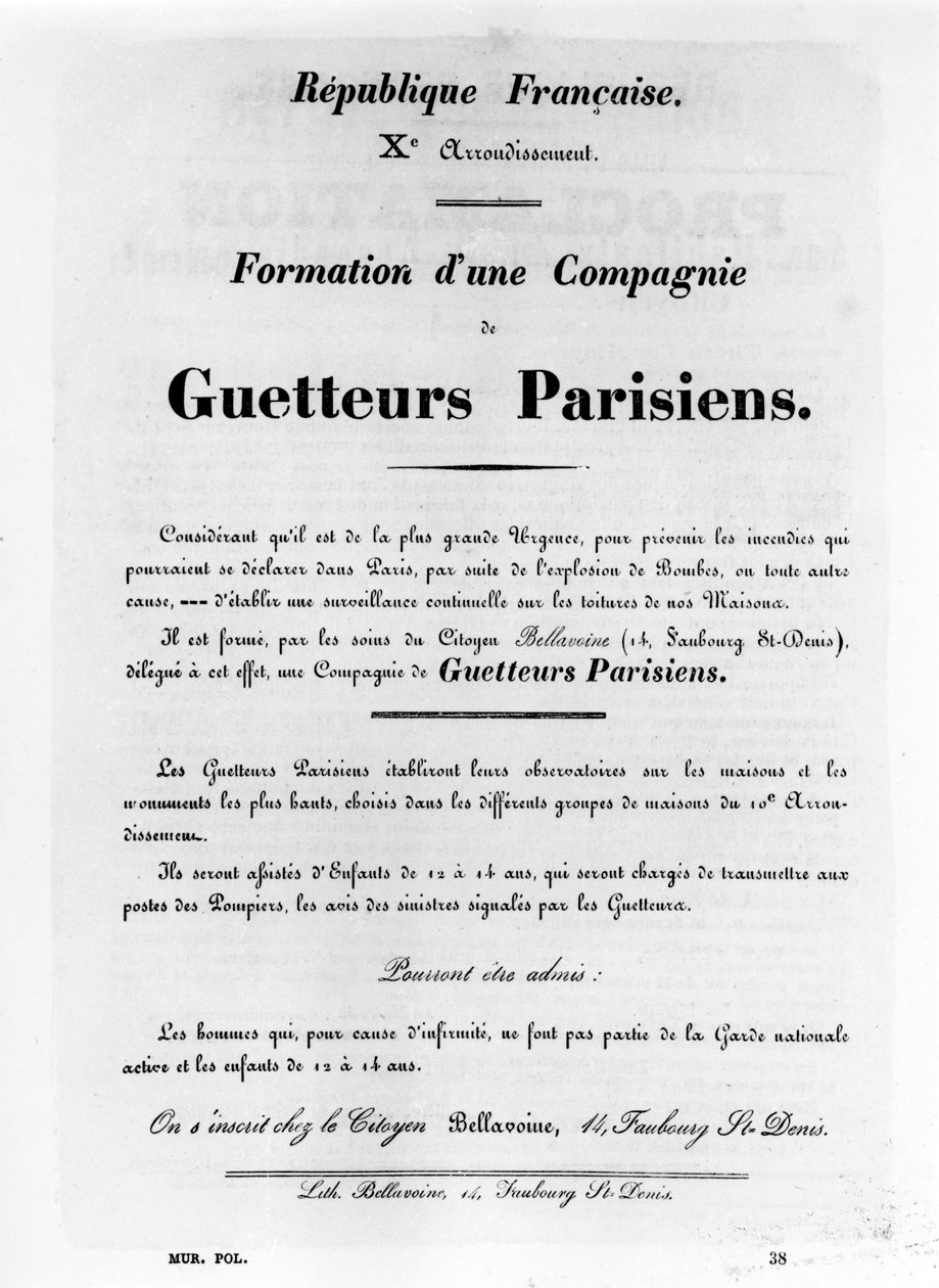 Guetteurs Parisiens, z francouzských politických plakátů Pařížské komuny, květen 1871 od Unbekannt