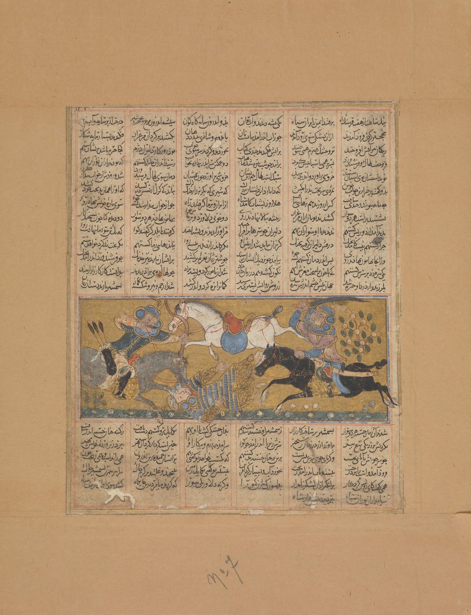 Gustaham Kills Lahhak a Farshidvard, Folio z Shahnama Book of Kings, ca. 1300-30. od Unbekannt