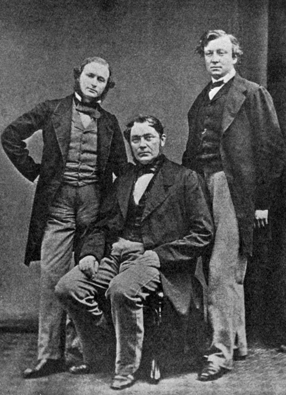 Gustav Kirchhoff, Robert Bunsen a Henry Roscoe, vědci, c1860 od Unbekannt