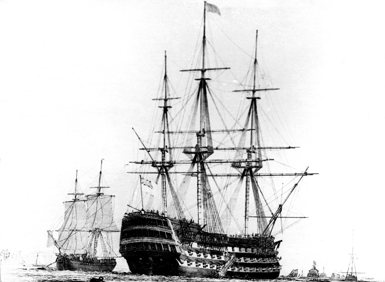 HMS Victory v Portsmouthu, 19. století od Unbekannt
