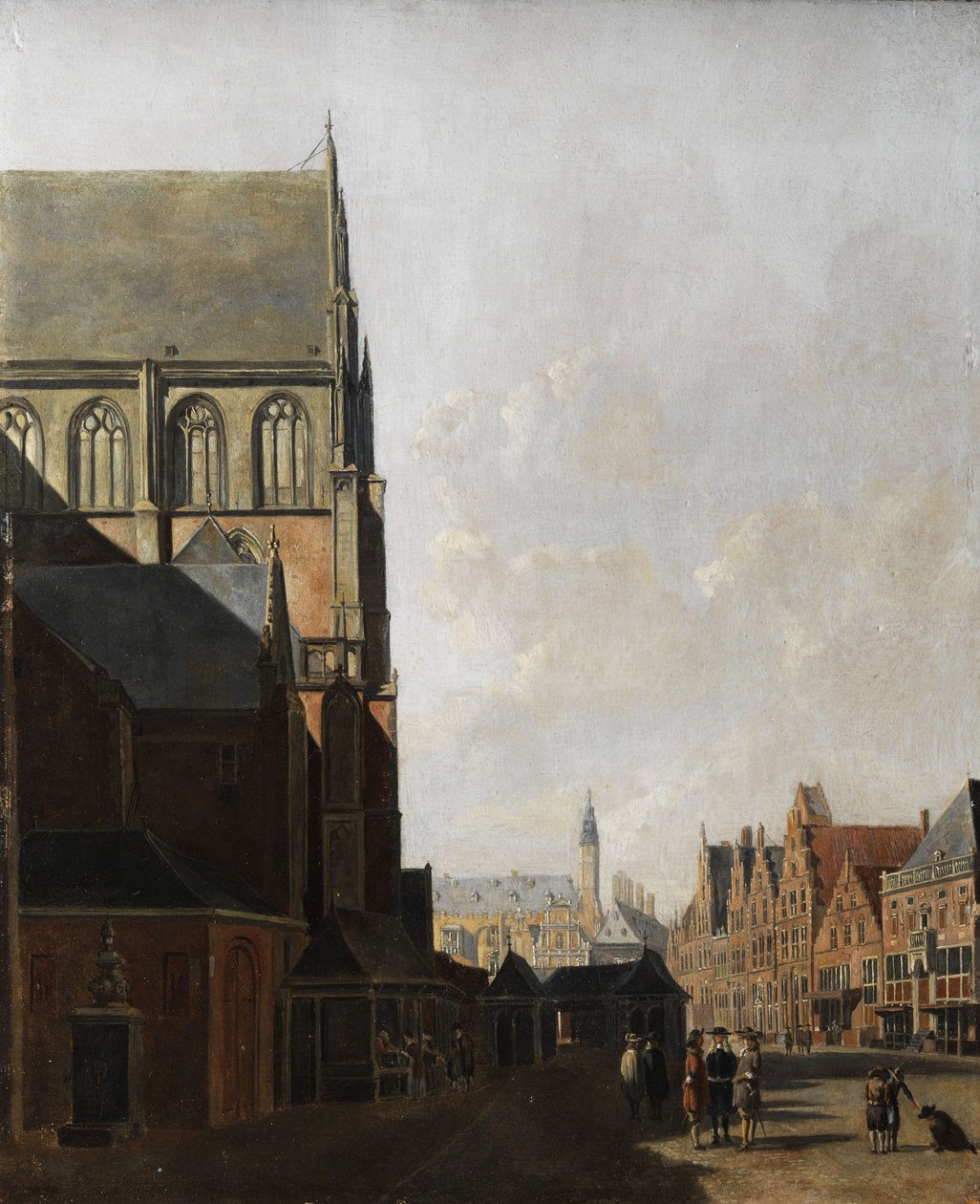 Haarlem, výhled na město (městský kostel a náměstí) od Unbekannt