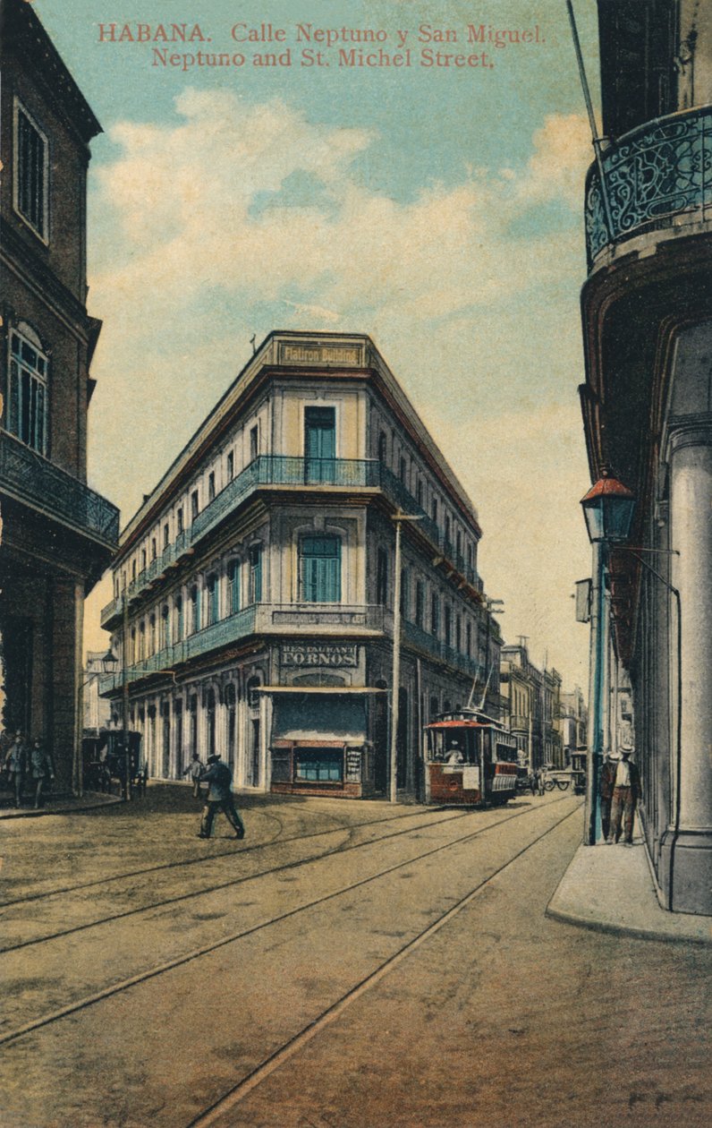 Havana. Neptune Street a San Miguel. Neptun a ulice St. Michel, 1916 od Unbekannt
