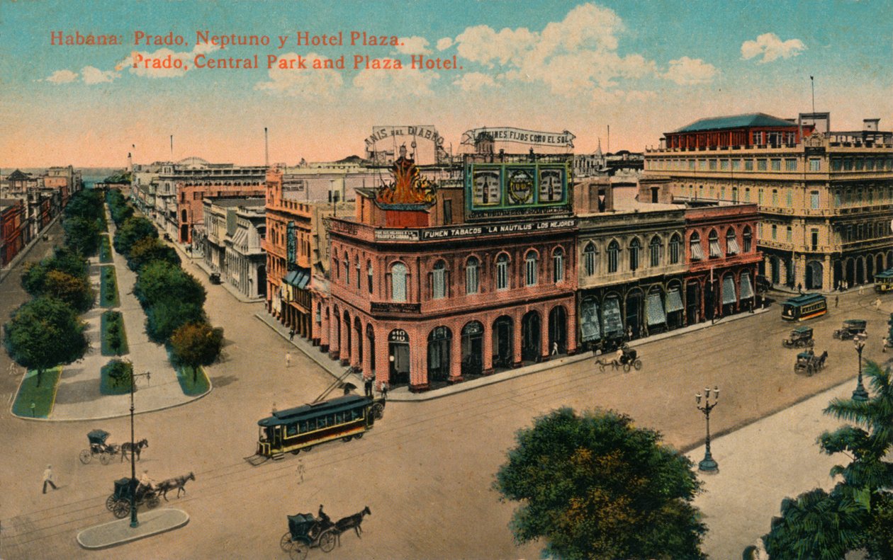 Havana: Prado, Neptuno a Hotel Plaza. Prado, Central Park a Plaza Hotel, c1910 od Unbekannt