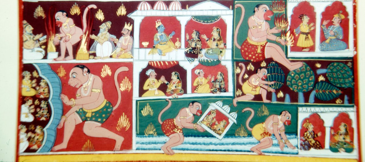 Hanuman, opičí démon, způsobující neplechu mezi lidmi, c1730 od Unbekannt