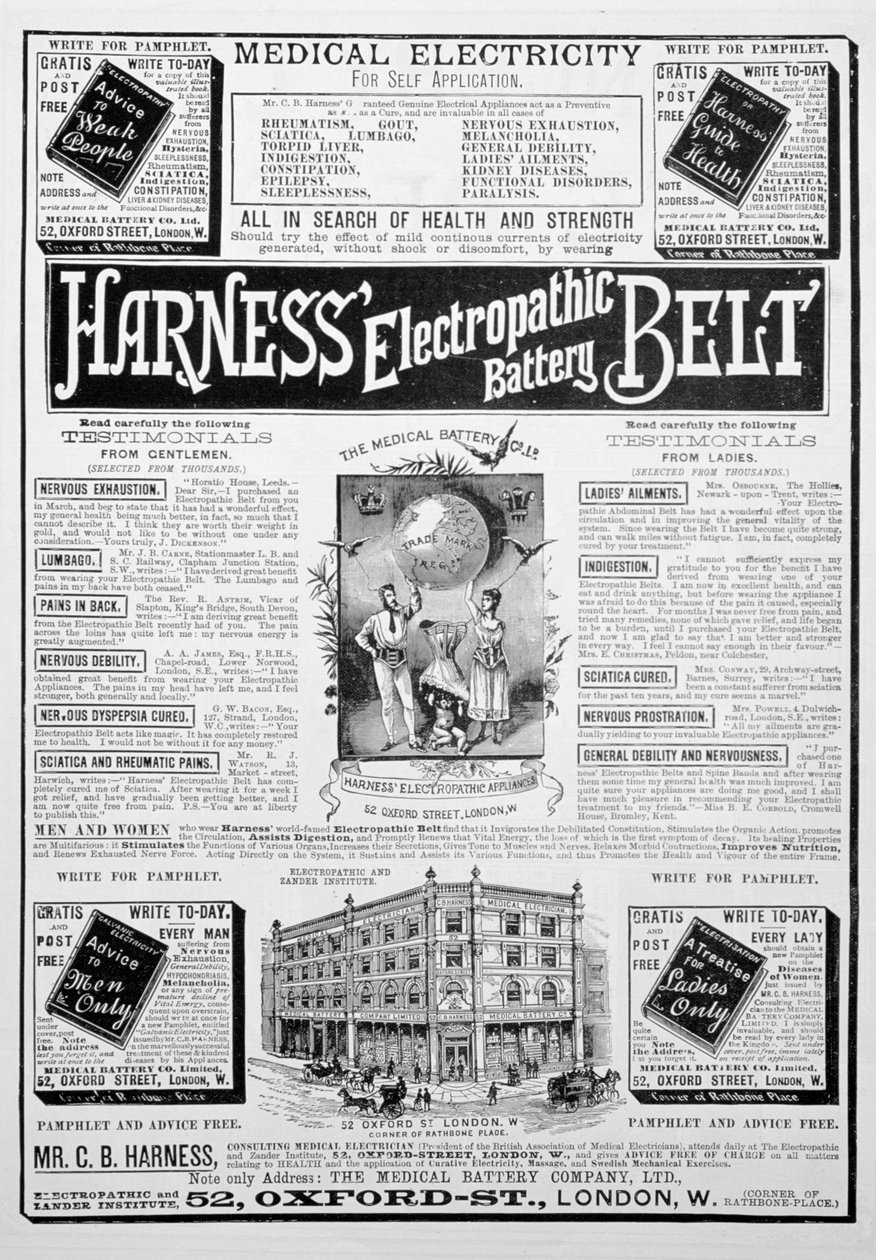 Reklama Harness Electropathic Battery Belt, 1893 od Unbekannt