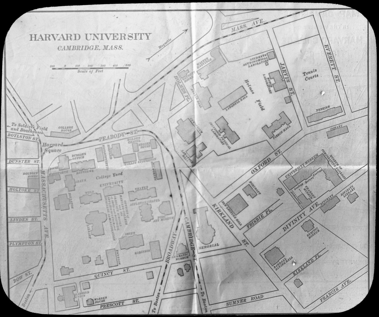 Mapa kampusu Harvardské univerzity, Cambridge, Massachusetts, USA, konec 19. nebo začátek 20. století od Unbekannt